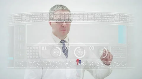 Screen with PHYSICS text in front of a scientist Stock Footage 142907644