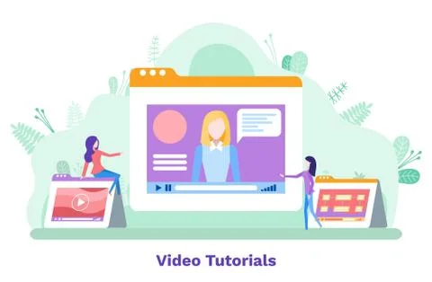 Screen of Playing Financial Video, Tutorial Vector 스톡 일러스트
