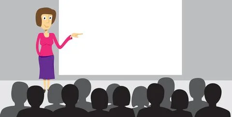 Screen presentation template and female presenter Stock Illustration