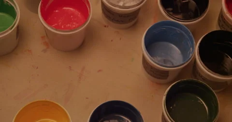 Screen printer slides ink container for tee shirt screen printing Stock Footage 248324322