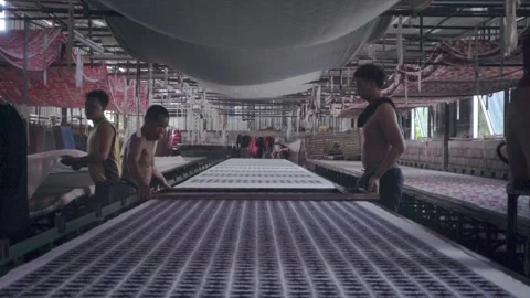 Screen printing batik process in the workplace Stock Footage 277216818