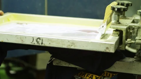 Screen Printing Press Textile Machine Manufacturing 4K Stock Video Footage Vidéo 77872618