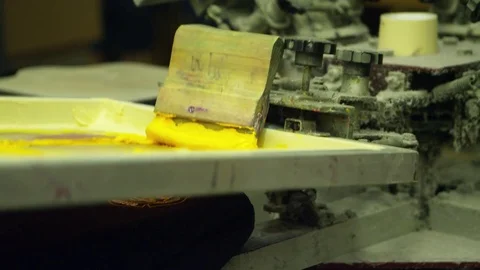 Screen Printing Press Textile Machine Manufacturing 4K Stock Video Footage Vidéo 77873204