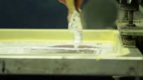 Screen Printing Press Textile Machine Manufacturing 4K Stock Video Footage Vidéo 77873260