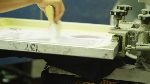 Screen Printing Press Textile Machine Manufacturing 4K Stock Video Footage Stock Footage