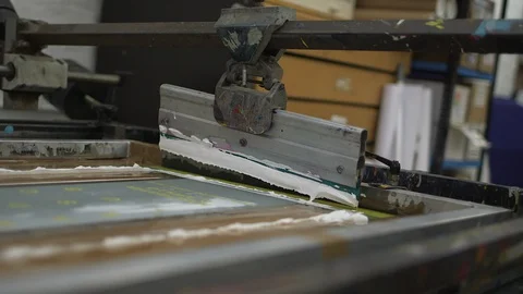 Screen Printing Process, White Ink Spread Stock Footage 128978598