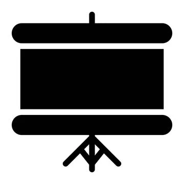 Screen projector icon in Glyph Style. Black Fill. Isolated on White Backgroun Stock Illustration