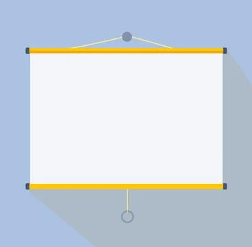 Screen projector or white slide board display. Flat cartoon style vector Stock Illustration
