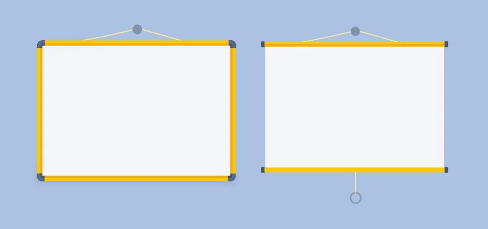 Screen projector or white slide board display. Flat cartoon style vector Stock Illustration
