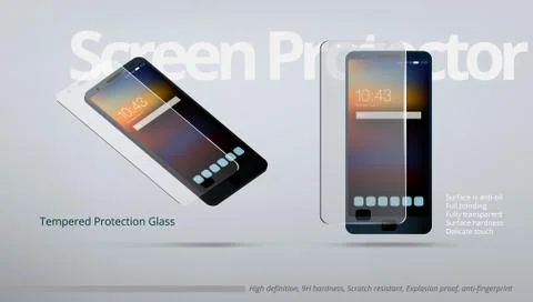 Screen Protector Tempered Transparent Glass AD Template Stock Illustration