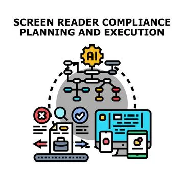 Screen reader compliance planning and execution improving accessibility Illustrazione stock