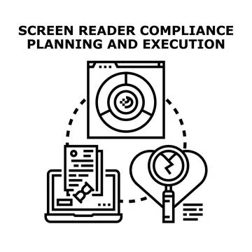 Screen reader compliance planning and execution connecting processes Stockillustratie