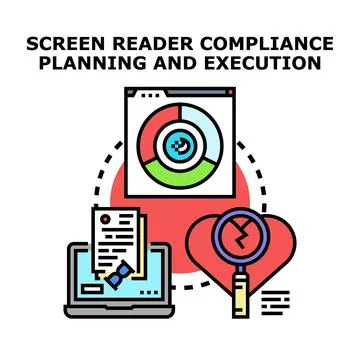 Screen reader compliance planning and execution connecting processes Stock Illustration