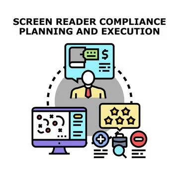Screen reader compliance planning and execution process concept Stock Illustration