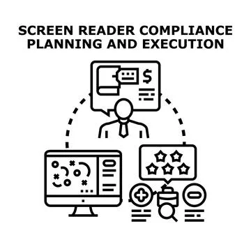 Screen reader compliance planning and execution process concept Stock Illustration