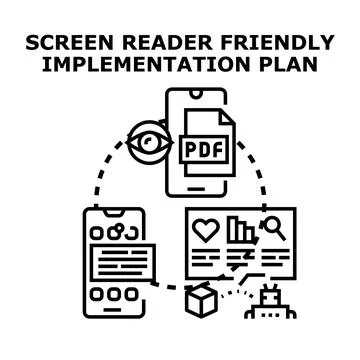 Screen reader friendly content implementation planning concept Stock Illustration
