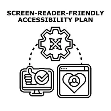 Screen reader friendly digital accessibility plan concept Illustrazione stock