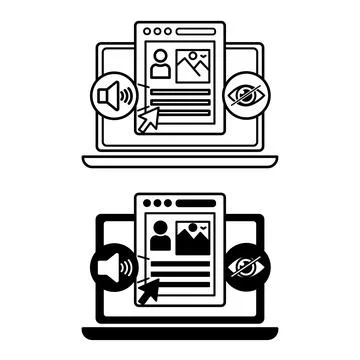 Screen Reader Software Icons. Line and Glyph Vector Illustrations. Software.. Stock Illustration