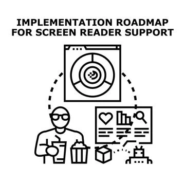 Screen reader support implementation roadmap for digital accessibility Stock Illustration
