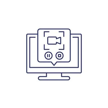 Screen recording in computer line icon Stock Illustration