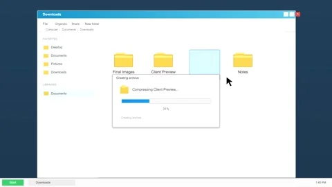 Screen recording of file compression and archiving on computer Stock Footage 346926531