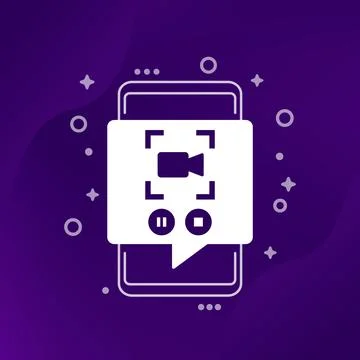 Screen recording icon with smart phone, vector Stock Illustration