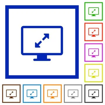 Screen resolution framed flat icons 스톡 일러스트