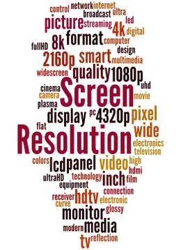 Screen resolution, word cloud concept Stock Illustration
