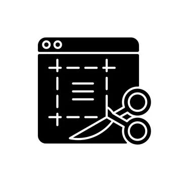 Screen sampling black glyph icon Illustrazione stock