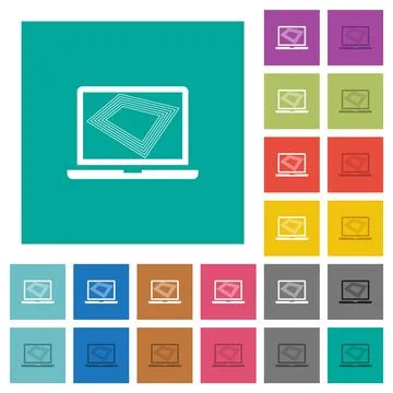 Screen saver on laptop square flat multi colored icons Stock Illustration