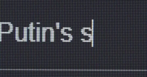 Screen search bar text typing: Putin's speech Video stock 259622859