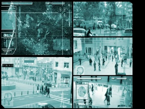 Screen - Security Camera - Surveillance - Time lapse - blue -SD Stock Footage 69510364