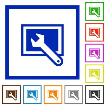 Screen settings framed flat icons Stock Illustration