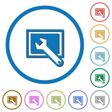 Screen settings icons with shadows and outlines Stock Illustration