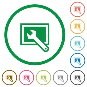 Screen settings outlined flat icons イラスト素材