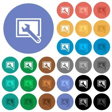 Screen settings round flat multi colored icons Stock Illustration
