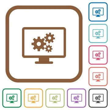 Screen settings simple icons Stock Illustration