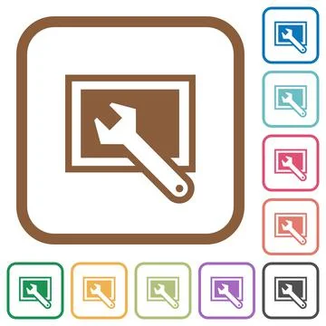 Screen settings simple icons Illustrazione stock