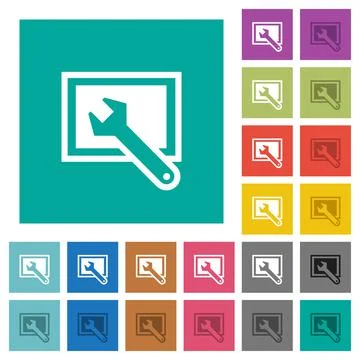 Screen settings square flat multi colored icons 库存插图