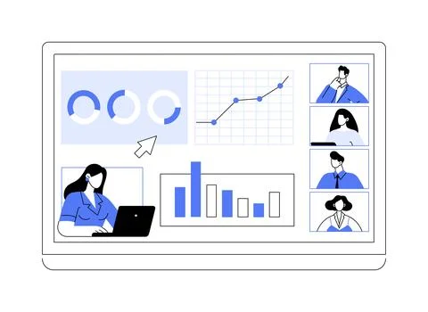 Screen sharing isolated cartoon vector illustrations. Ilustración de archivo