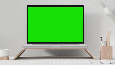 A screen shot of an open laptop computer sitting on top of a desk 스톡 동영상 157864107