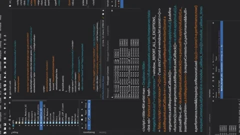 Screen Showing Code Being Written By Someone. Programmer'S Tablet With Database Stock Footage 230191614