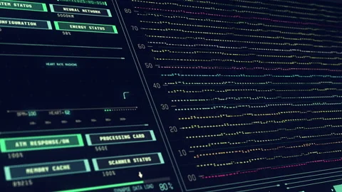 Screen Showing Data and Medical Information from Brain Scan. Neuronal Connection Stock Footage 201313845