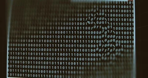 Screen showing stream of binary code Video stock 321765700