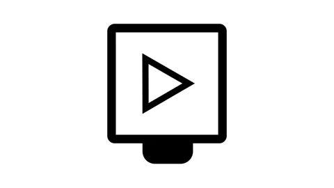 Screen showing youtube play button animation. Animated youtube play symbol .. Stock Footage 313422802
