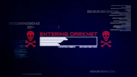 Screen shows info box entering dark net message to connect the dark side of web Stock Footage