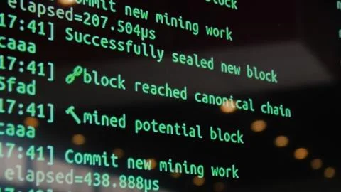 Screen with software developer code. Screen with crypto code, green digitals 写真素材