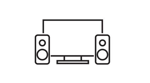 Screen with sound device icon Stock Illustration
