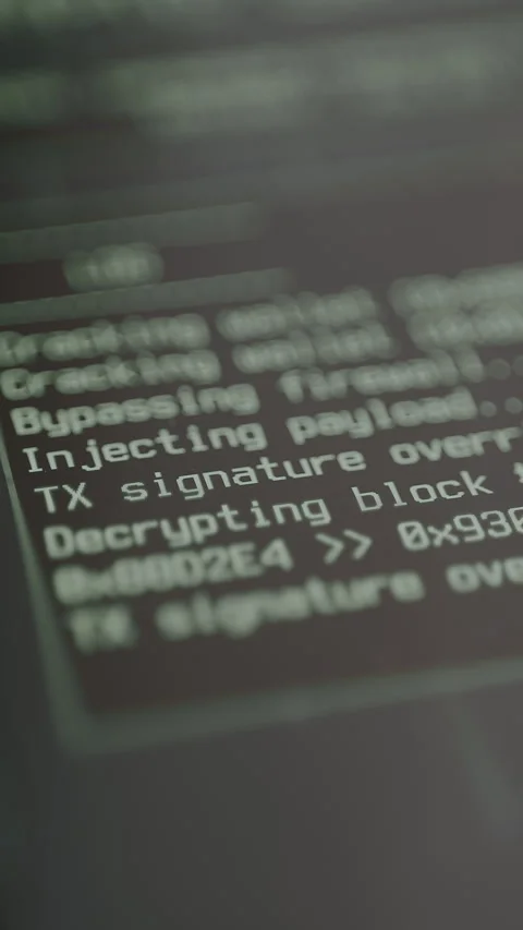 Screen with technical text of security bypassing actions Stock Footage 329281412