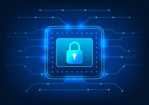 Screen technology background Screen with lock in the middle and has a circu.. Stockillustratie